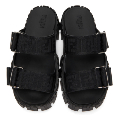 Shop Fendi Black ' Force' Lug Sole Sandals In F0abb Black
