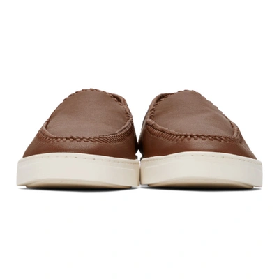 Shop Giorgio Armani Brown Leather Washed Sneakers In P013 Brown
