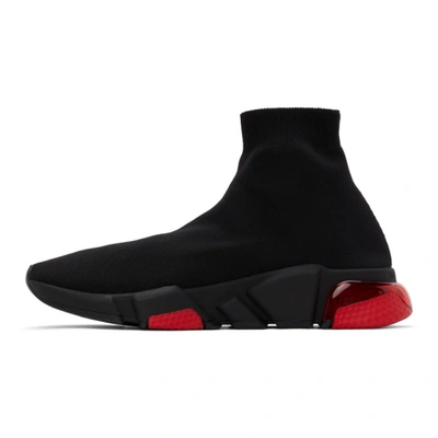 Shop Balenciaga Black & Red Clear Sole Speed Sneakers In 1016 Black