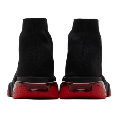 Shop Balenciaga Black & Red Clear Sole Speed Sneakers In 1016 Black