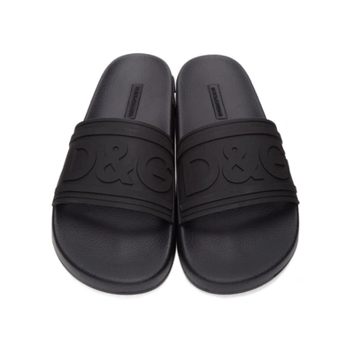 Shop Dolce & Gabbana Black Tonal Logo Sandals In 8b956 Black