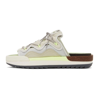 Shop Nike Grey & Green  Offline 2.0 Sandals In Light Bone/black-sto