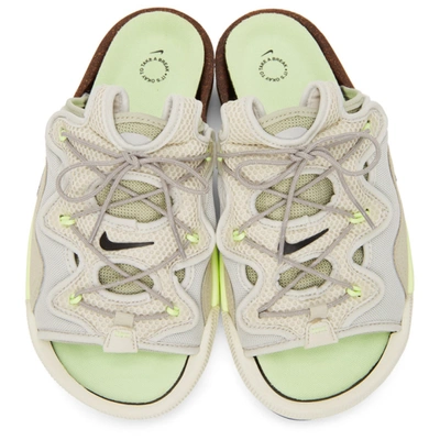 Shop Nike Grey & Green  Offline 2.0 Sandals In Light Bone/black-sto