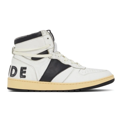 Shop Rhude White & Black Rhecess Hi Sneakers In 0128 Whtblk