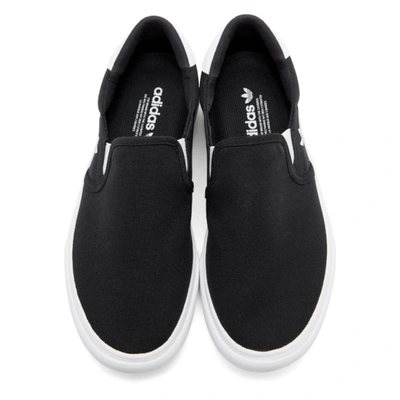Shop Adidas Originals Black Court Rallye Slip-on Sneakers In Blk/blk/wht