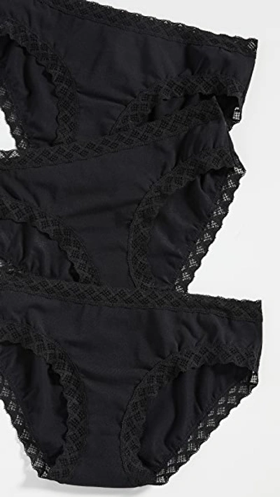 Natori Bliss Lace Trim High Rise Brief Underwear 3-pack 755058mp In Black