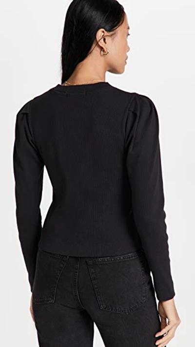 Amo Puff Sleeve Cardigan In Vintage Black