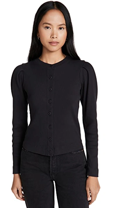Amo Puff Sleeve Cardigan In Vintage Black