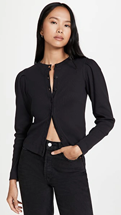 Amo Puff Sleeve Cardigan In Vintage Black