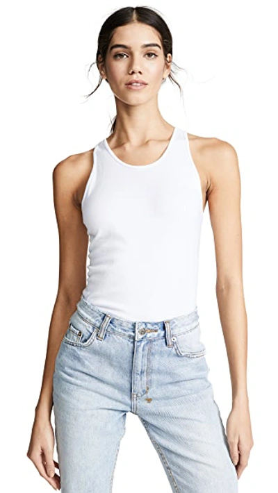 Shop Enza Costa Fitted Racer Tank In White