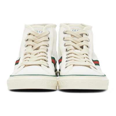 Shop Gucci White Mesh ' Tennis 1977' High-top Sneakers In 9070 Gr.whi