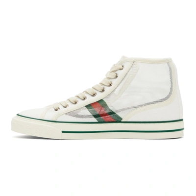 Shop Gucci White Mesh ' Tennis 1977' High-top Sneakers In 9070 Gr.whi