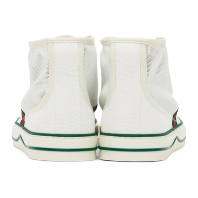 Shop Gucci White Mesh ' Tennis 1977' High-top Sneakers In 9070 Gr.whi