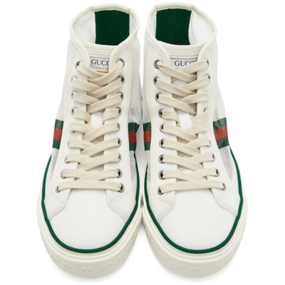 Shop Gucci White Mesh ' Tennis 1977' High-top Sneakers In 9070 Gr.whi
