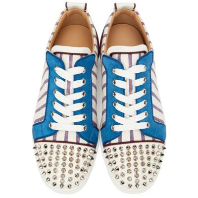 Shop Christian Louboutin White Louis Junior Spike Orlato Sneakers In J254 Multicolor