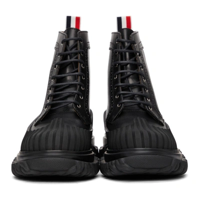 Shop Thom Browne Black Longwing Duck Lace-up Boots In 001 Black