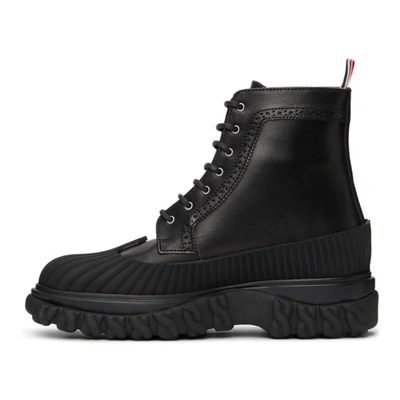 Shop Thom Browne Black Longwing Duck Lace-up Boots In 001 Black