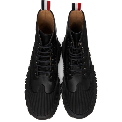 Shop Thom Browne Black Longwing Duck Lace-up Boots In 001 Black