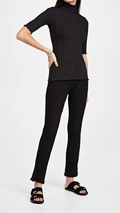 Simon Miller Black Fine Rib Saturn Lounge Pants In Black