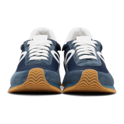 Shop Loewe Blue Suede Flow Runner Sneakers In 5380 Indigo
