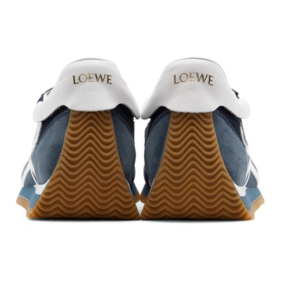 Shop Loewe Blue Suede Flow Runner Sneakers In 5380 Indigo
