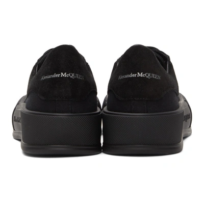 Shop Alexander Mcqueen Black Deck Plimsoll Sneakers In 1000 Black/black