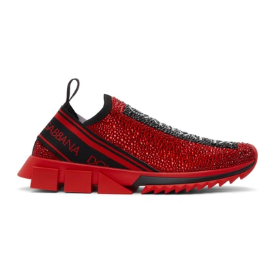 Shop Dolce & Gabbana Red Sorrento Termostrass Sneakers In 89854 Red/black