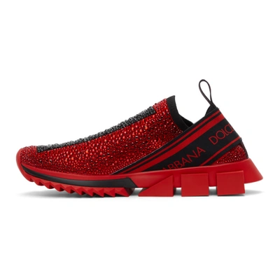 Shop Dolce & Gabbana Red Sorrento Termostrass Sneakers In 89854 Red/black