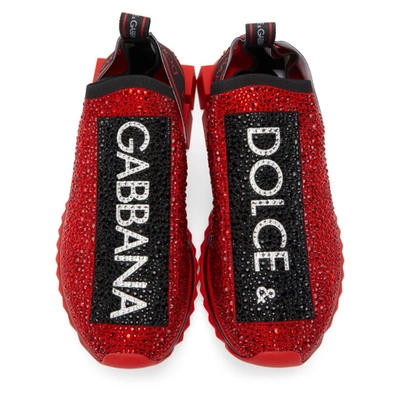 Shop Dolce & Gabbana Red Sorrento Termostrass Sneakers In 89854 Red/black