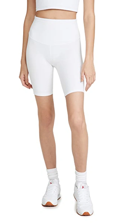 Shop Yummie Mel Cotton Stretch Shaping Biker Shorts In White