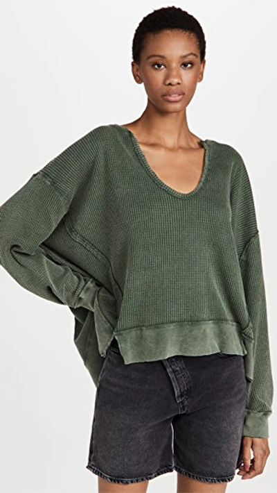Free People We The Free Buttercup Oversize Thermal Top In Aged Pine |  ModeSens
