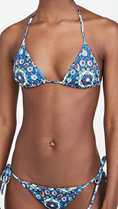 Shop La Doublej Triangle Bikini Top In Kaleidoscope Bluette