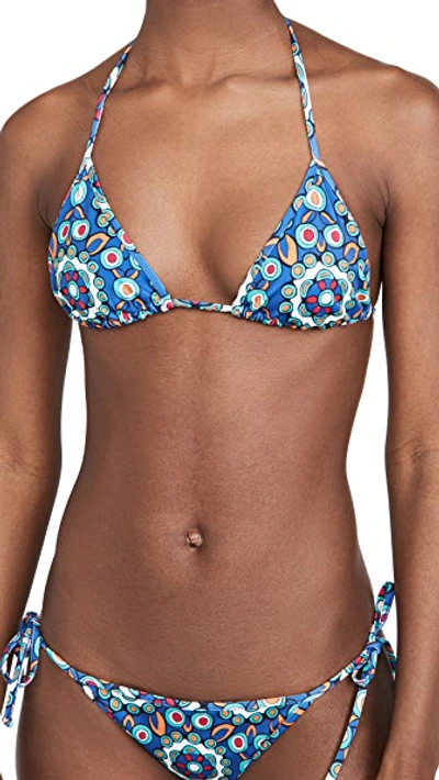 Shop La Doublej Triangle Bikini Top In Kaleidoscope Bluette