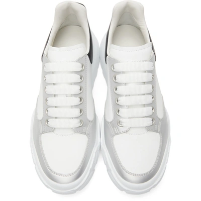 Shop Alexander Mcqueen White & Silver Court Trainer Sneakers In 9455 Whi/so.si./blk/