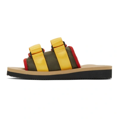 Shop Suicoke Yellow & Green Moto-cab Sandals In Grn/beige