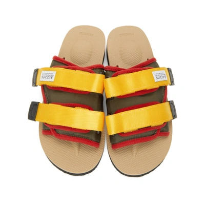 Shop Suicoke Yellow & Green Moto-cab Sandals In Grn/beige