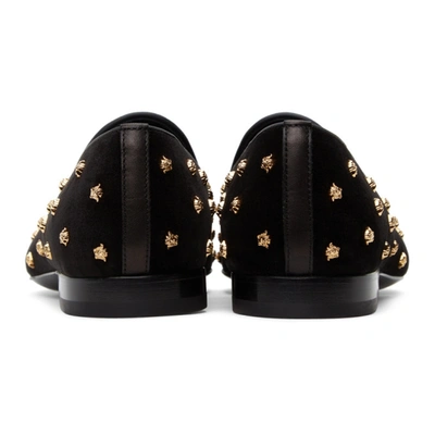 Shop Versace Black Velvet Medusa Stud Loafers In 1b00v Black