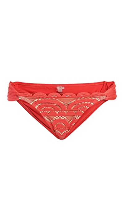 Shop Pq Swim Lace Fanned Full Bikini Bottoms In Crimson