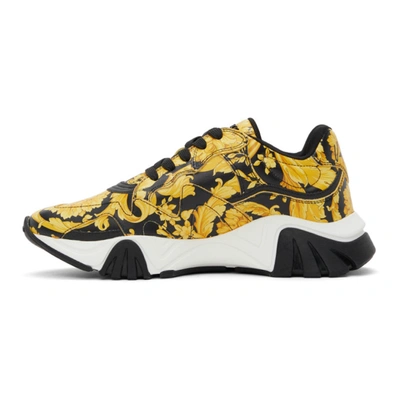 Shop Versace Black & Yellow Barocco Squalo Sneakers In D4191 Glblk