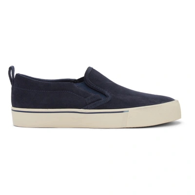 Shop Coach Navy Suede Citysole Skate Slip-on Sneakers In Cobalt