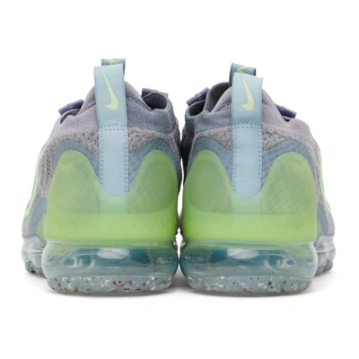 Shop Nike Grey & Green Air Vapormax 2021 Flyknit Sneakers In Gry/brly/al