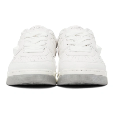 Shop Valentino White One Stud Sneakers In 0bo Bianco/bianco/bi