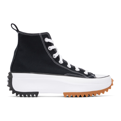 Shop Converse Black Run Star Hike Hi Sneakers In Black/white/gum