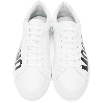 Shop Moschino White Logo Sneakers In 100 White