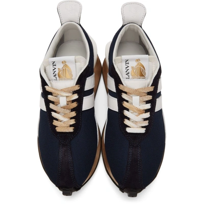 Shop Lanvin Navy & White Mesh Bumpr Sneakers In 2900 Navy B