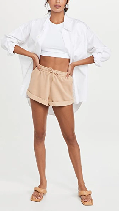 Shop Weworewhat Active Pull On Sweat Shorts In Tan