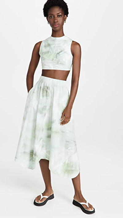 Ganni Printed Cotton Poplin Maxi Skirt In Kelly Green | ModeSens
