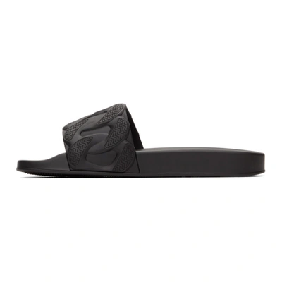 Shop Versace Black Chain Reaction Pool Slides In D41 Black