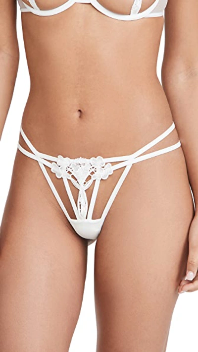 Bluebella Nova Mid-rise Stretch-lace Thong In Ivory