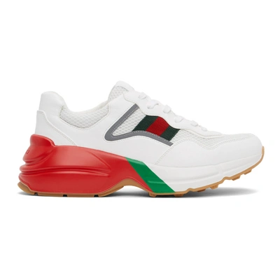 Shop Gucci White & Red Rython Sneakers In 9088 Gr.whi